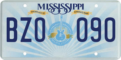 MS license plate BZO090