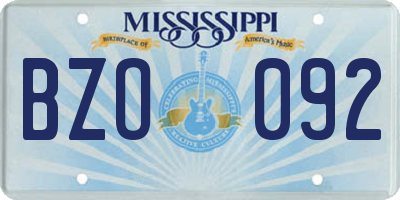 MS license plate BZO092