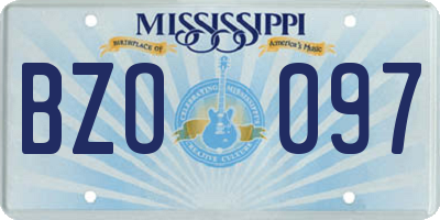 MS license plate BZO097