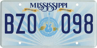 MS license plate BZO098