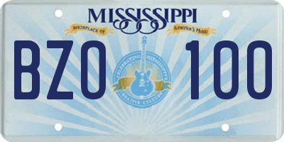 MS license plate BZO100