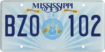 MS license plate BZO102