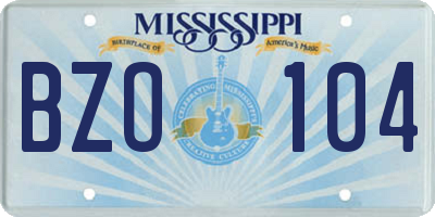 MS license plate BZO104