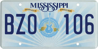 MS license plate BZO106