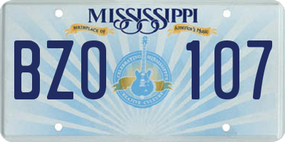 MS license plate BZO107