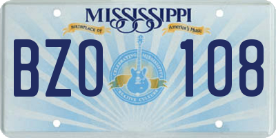 MS license plate BZO108
