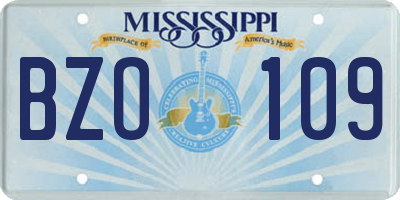 MS license plate BZO109
