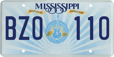 MS license plate BZO110