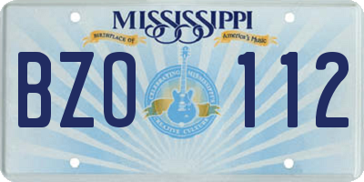 MS license plate BZO112