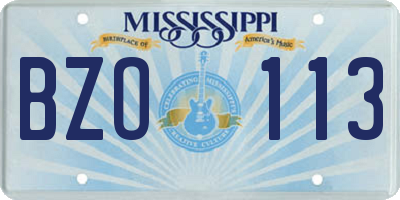 MS license plate BZO113