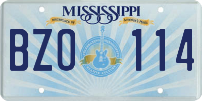 MS license plate BZO114