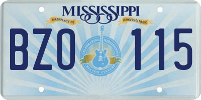 MS license plate BZO115