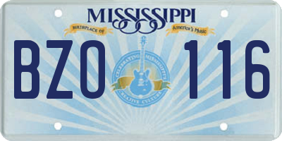 MS license plate BZO116