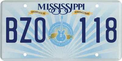 MS license plate BZO118
