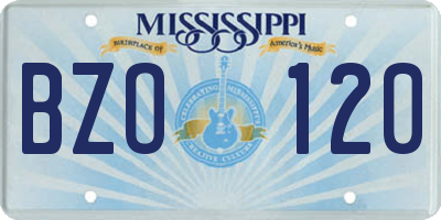 MS license plate BZO120