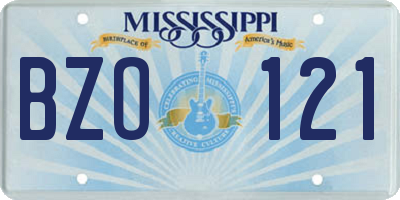 MS license plate BZO121