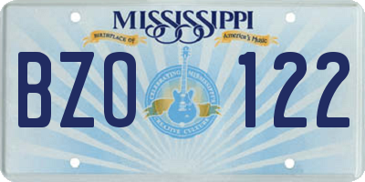 MS license plate BZO122