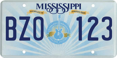 MS license plate BZO123