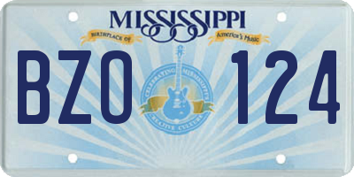 MS license plate BZO124
