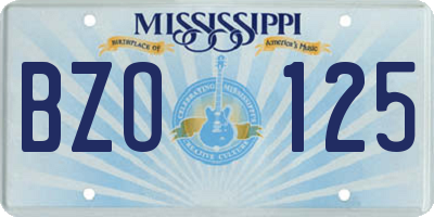 MS license plate BZO125