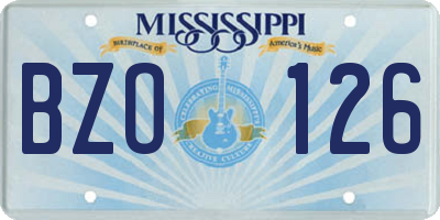 MS license plate BZO126