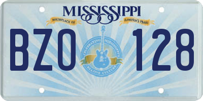 MS license plate BZO128