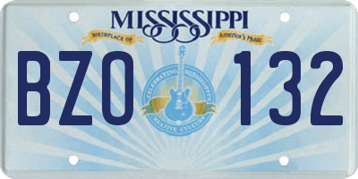 MS license plate BZO132
