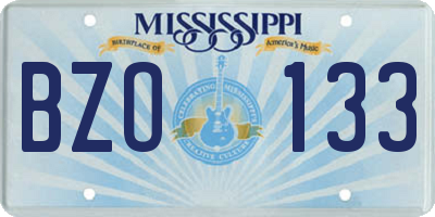 MS license plate BZO133