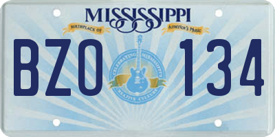 MS license plate BZO134