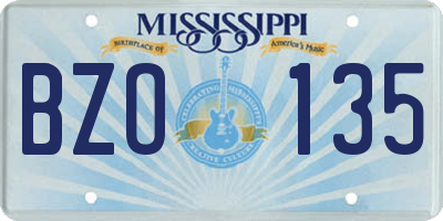 MS license plate BZO135