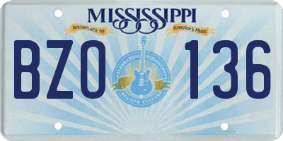 MS license plate BZO136