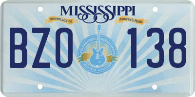 MS license plate BZO138