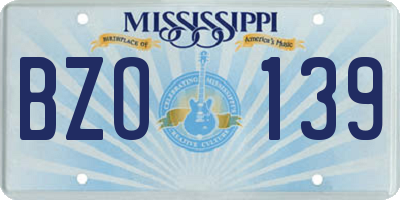 MS license plate BZO139
