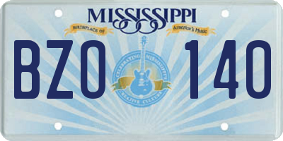 MS license plate BZO140
