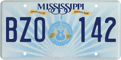 MS license plate BZO142