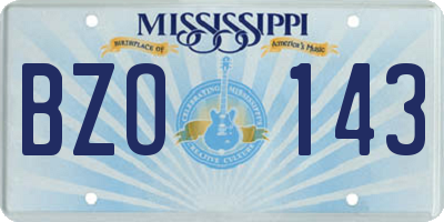 MS license plate BZO143