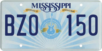 MS license plate BZO150