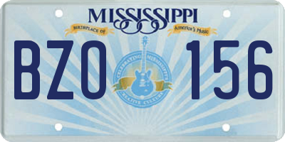 MS license plate BZO156