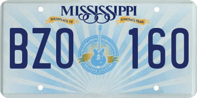 MS license plate BZO160