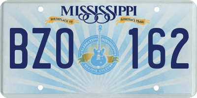 MS license plate BZO162