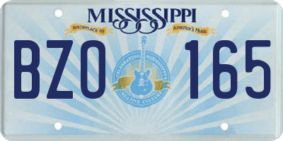 MS license plate BZO165