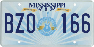 MS license plate BZO166