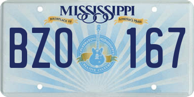 MS license plate BZO167