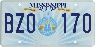 MS license plate BZO170