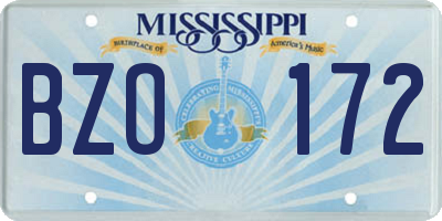 MS license plate BZO172