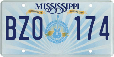 MS license plate BZO174