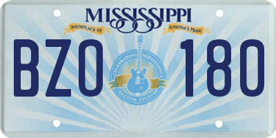 MS license plate BZO180