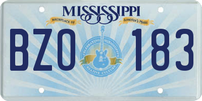 MS license plate BZO183