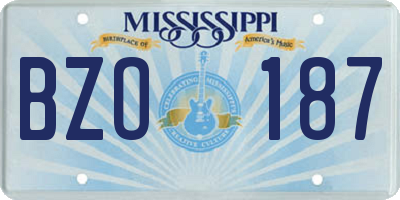 MS license plate BZO187