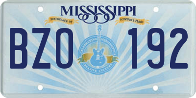MS license plate BZO192